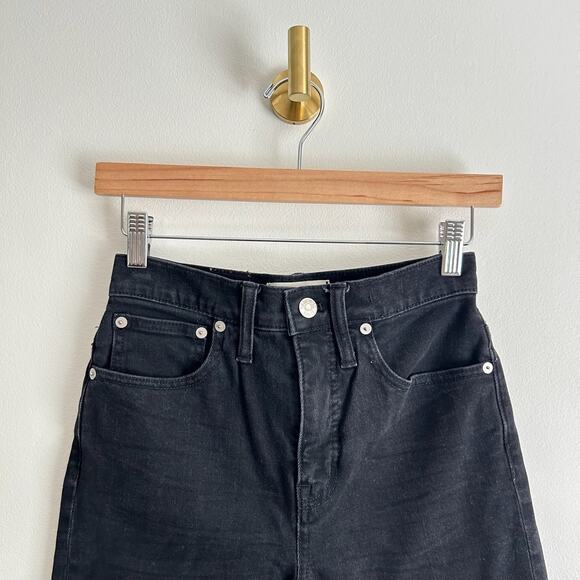 Madewell Classic Straight Denim High Rise Dark Wash Jeans Black 25 - Picture 3 of 8